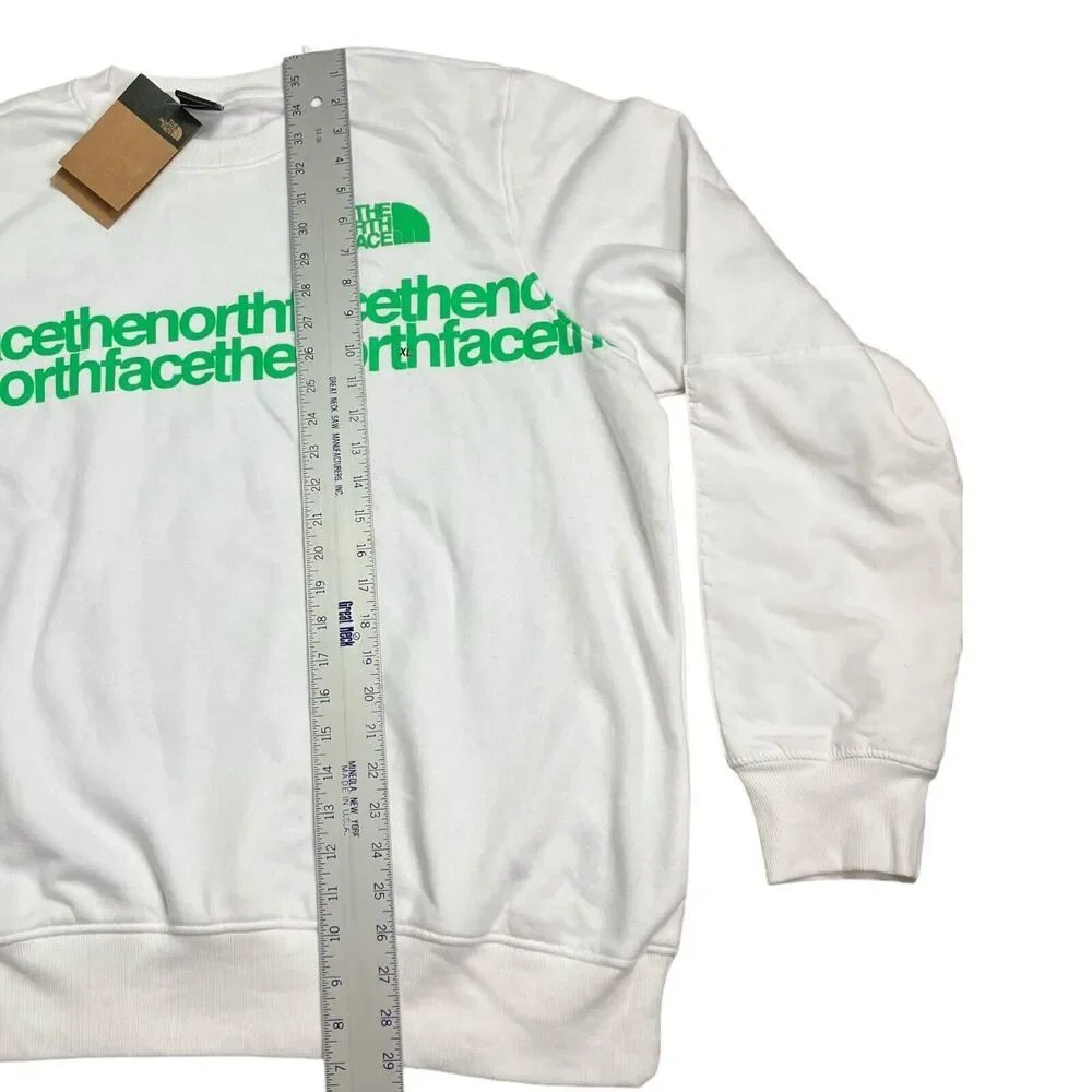 The North Face Sweatshirt Mens XL White Fleece Green Spellout Outdoors Logo‎